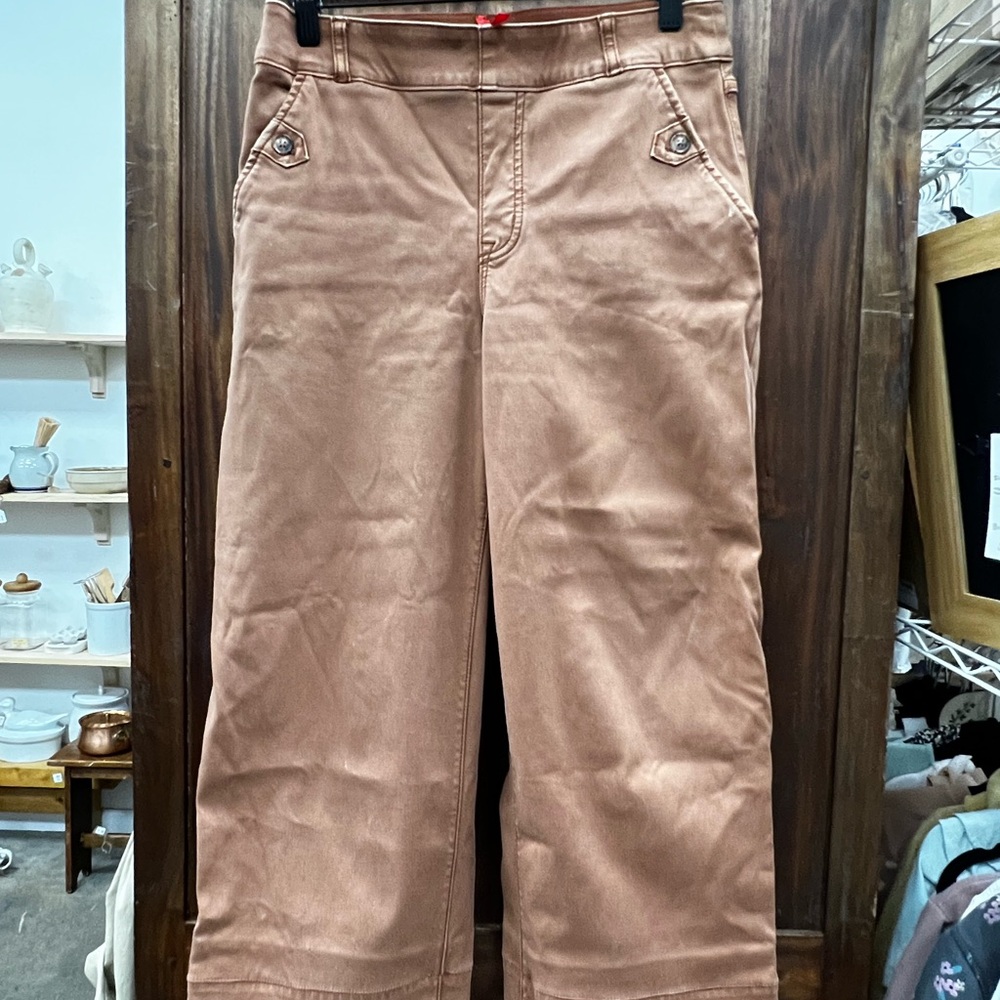 SPANX Wide Leg Crop Pants in Brown